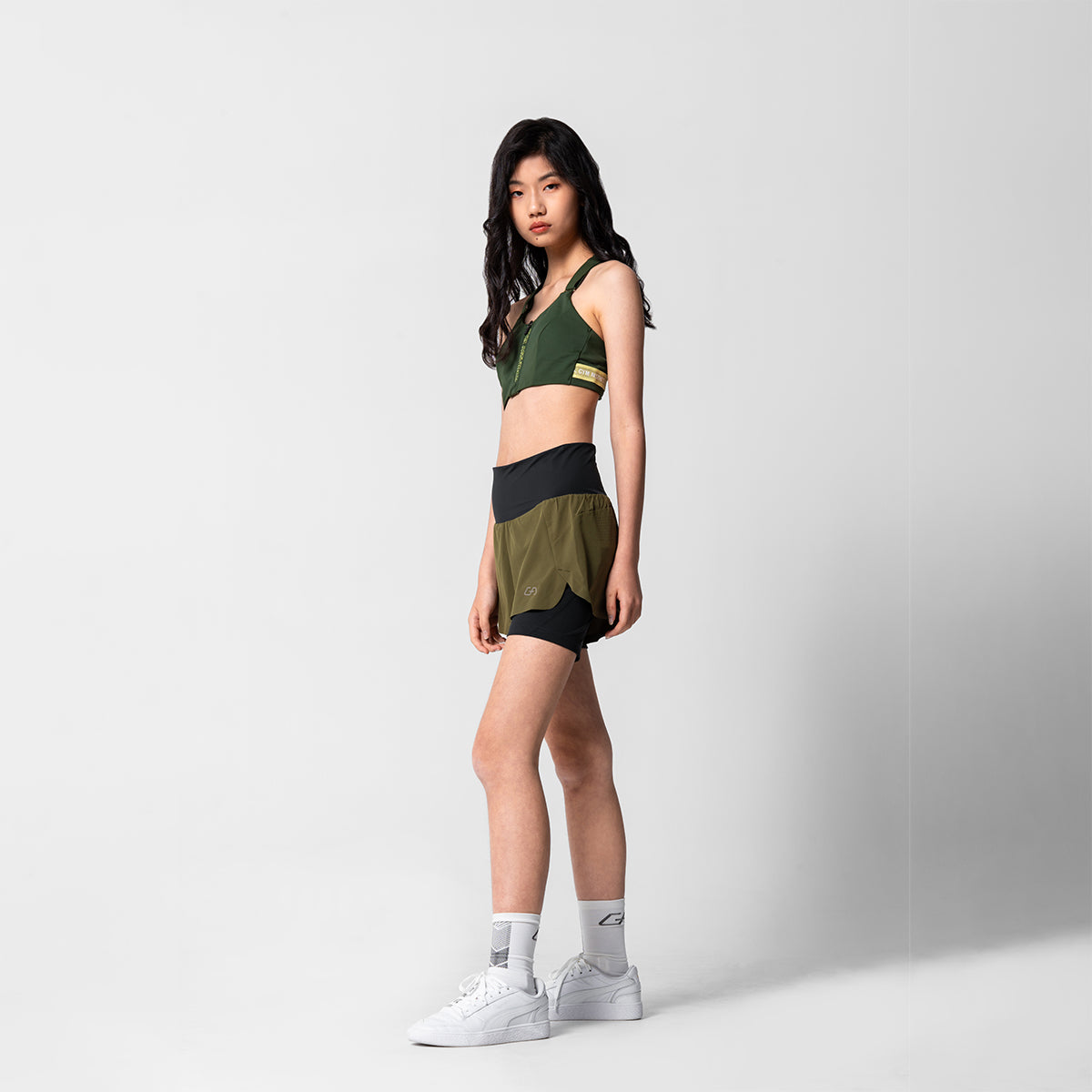 Image of Activewear 2in1 Color Block Running Shorts for Women
